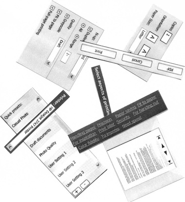 cut-up pieces of dialog strewn out