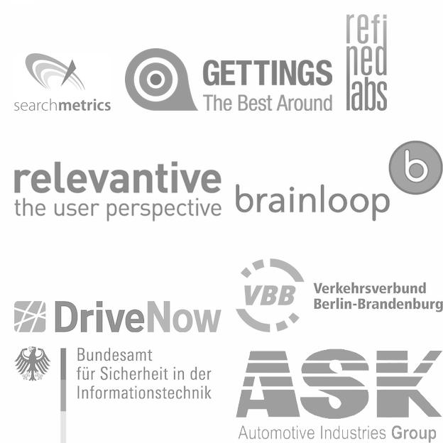 further clients include searchmetrics, gettings, refined labs,
relevantive, brainloop, drivenow, vbb, bsi and ask industries